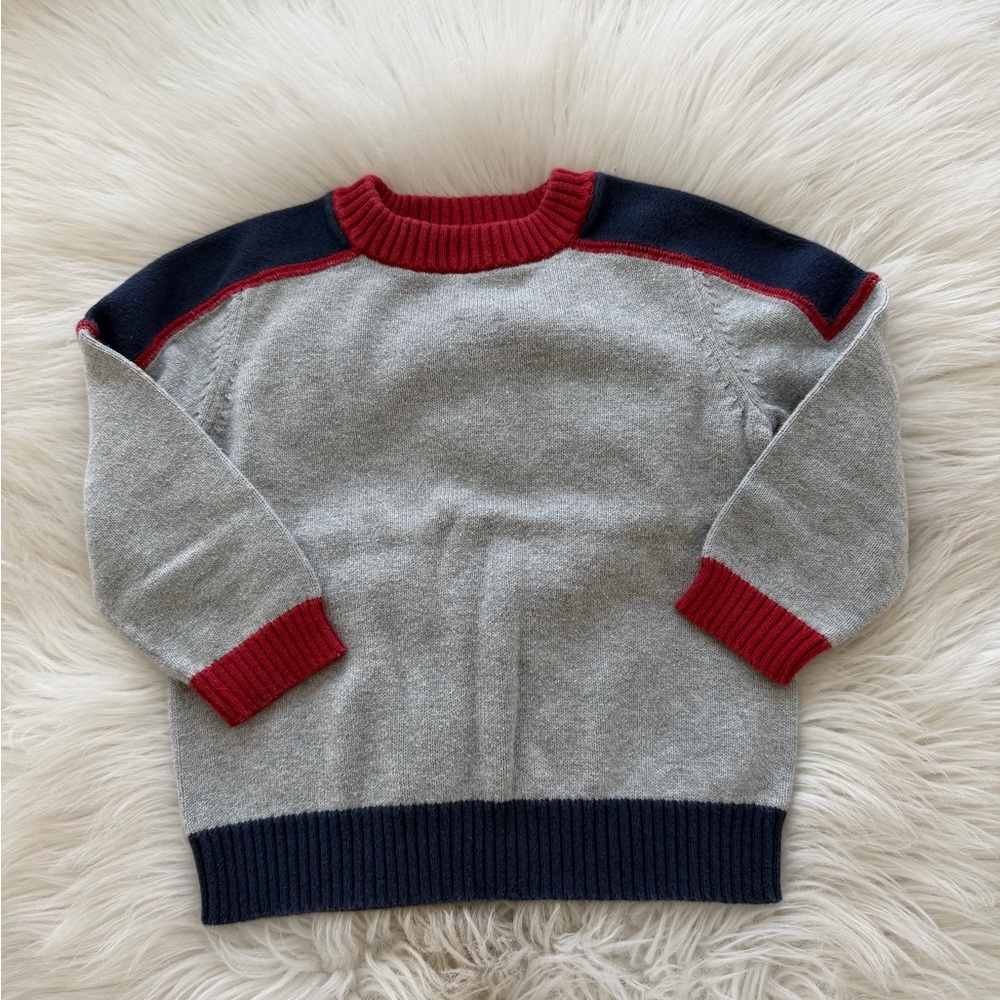 Cherokee Gray Sweater with Red and Navy Accents